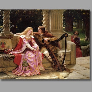Edmund Leighton Tristan and Isolde Art Print, Edmund Blair Leighton Canvas Wall Art, Pre-Raphaelite, Canvas Poster & Panel,Home Wall Decor9