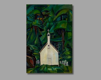 Emily Carr Painting, Indian Church Canvas Print, Yuquot Village Art