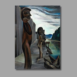 Emily Carr Blunden Harbour Art Print, Emily Carr Canvas Wall Art , Kitwancool Village , Totem Canvas Poster, Home Wall Decor4