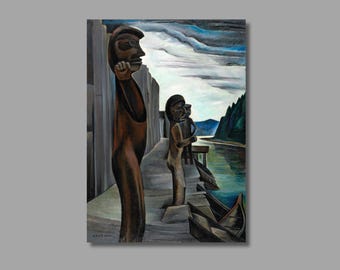 Emily Carr Blunden Harbour Canvas Art Print, Totem Pole Poster