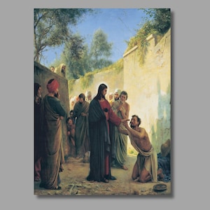Carl Bloch Healing of the Blind Man by Jesus Christ Art Print, Jesus Christ Art, Canvas Wall Art, Christian Poster,Canvas Print, Wall Decor3