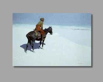 Lámina artística de Frederic Remington, Póster en lienzo «Amigos o enemigos»