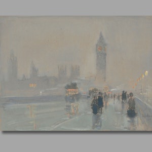 Childe Hassam Big Ben Kunstdruck, Childe Hassam Leinwand Wandkunst, Impressionismus Kunst, Leinwanddruck, Leinwand Galerie für Kunst Poster, Wanddekor5