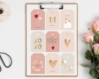 Etiqueta de regalo para el día de San Valentín imprimible, etiqueta de regalo para el día de San Valentín para niños, PDF imprimible, descarga instantánea, etiqueta de feliz día de San Valentín, etiqueta de regalo rosa