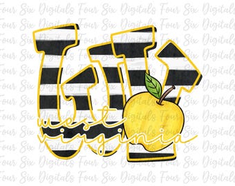 West Virginia png, WV Apple png, West Virginia DTF Design, West Virginia Digital png, WV png, U.S. States png, Apple png, State Fruit