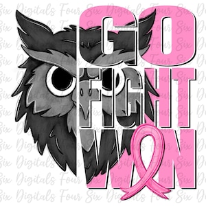 Go Fight Win Owls png, Breast Cancer Awareness, Owls Mascot, Pink Out, DTF, Sublimation, Owl Pride Pink Out Mascot, Pink Ribbon