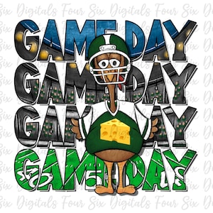 Game Day Turkey png, Football png, Thanksgiving Sublimation, DTG/DTF Designs, Green Bay Football, Thanksgiving Football, Cheese Head Fan