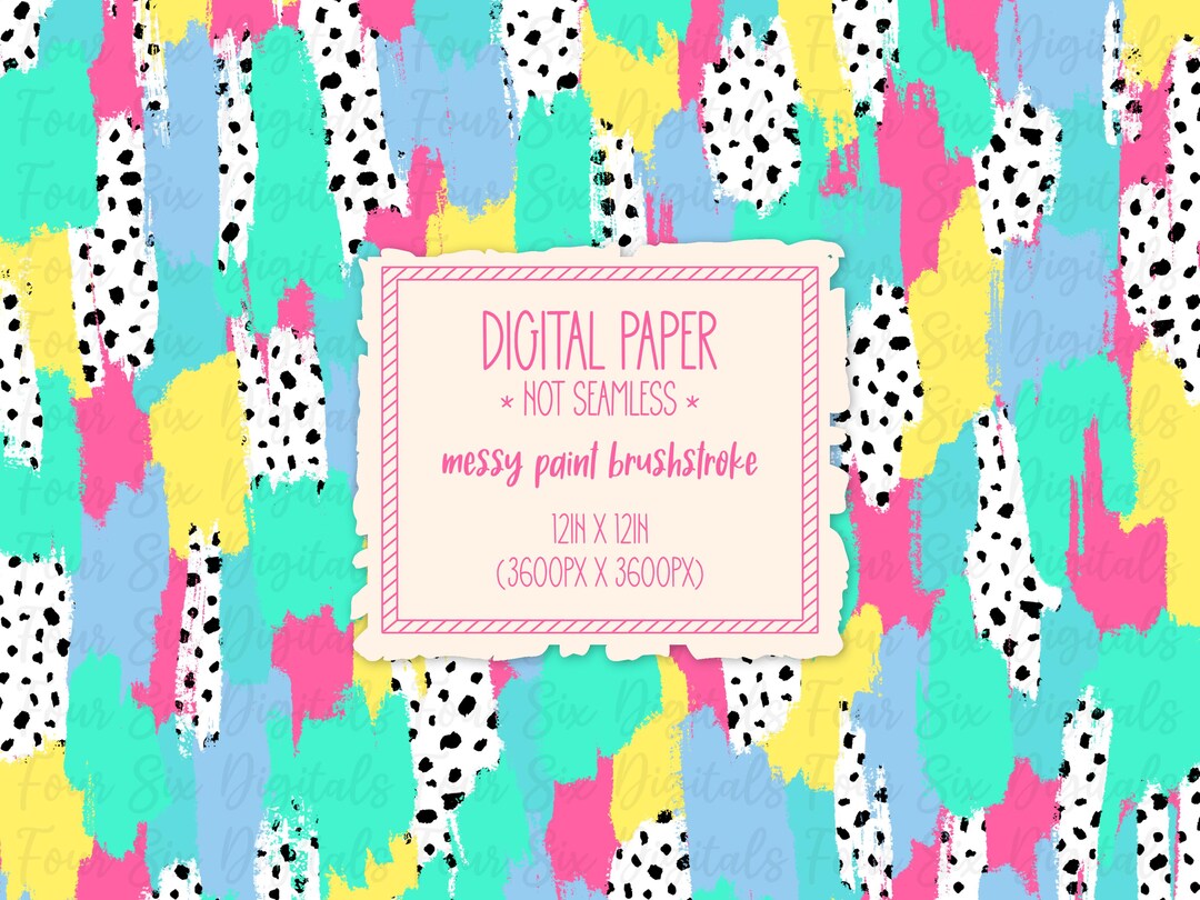 Brushstroke Pattern Digital Paper, Messy Paint, Pastel Easter Brush ...