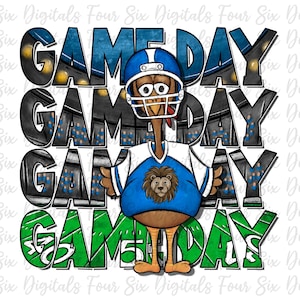 Game Day Turkey png, Football png, Thanksgiving Sublimation, DTG/DTF Designs, Detroit Football, Thanksgiving Football, Turkey Football