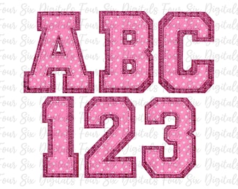 Faux Quilted Pink Varsity Alphabet PNG, gesteppte Sportbuchstaben, College Block Alpha Set, Pink Quilt ABC, Großbuchstaben, digitaler Download