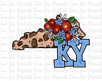 State of Kentucky png, Floral, Patriotic, Leopard Kentucky png, Red White Blue, U.S. States png, Sublimation, DTF, DTG Digital Download, KY