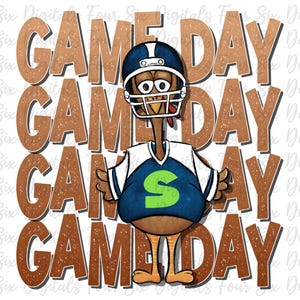 Game Day Turkey png, Football png, Thanksgiving Sublimation, DTG/DTF Designs, Seattle Football, Thanksgiving Football, Turkey Time Football
