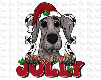 Pawsitively Jolly Great Dane png, Christmas Dog Sublimation, Christmas png, Great Dane png, Santa Great Dane, DTF Design