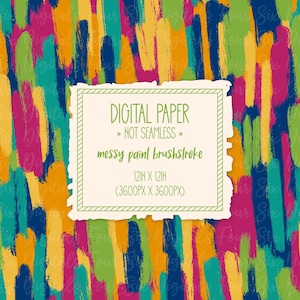 Messy Paint Brushstroke Digital Paper, Brush Stroke Pattern, Paint Streaks, Digital Download, Printable Scrapbook Paper, Not Seamless