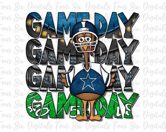 Game Day Turkey png, Football png, Thanksgiving Sublimation, DTF Design, Dallas Football, Thanksgiving Football, Turkey Time Football