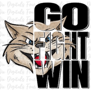 Go Fight Win Wildcats png, Wildcats png, School Spirit, Wildcats Mascot, Digital Design, DTF, Sports Sublimation, Wildcats Pride