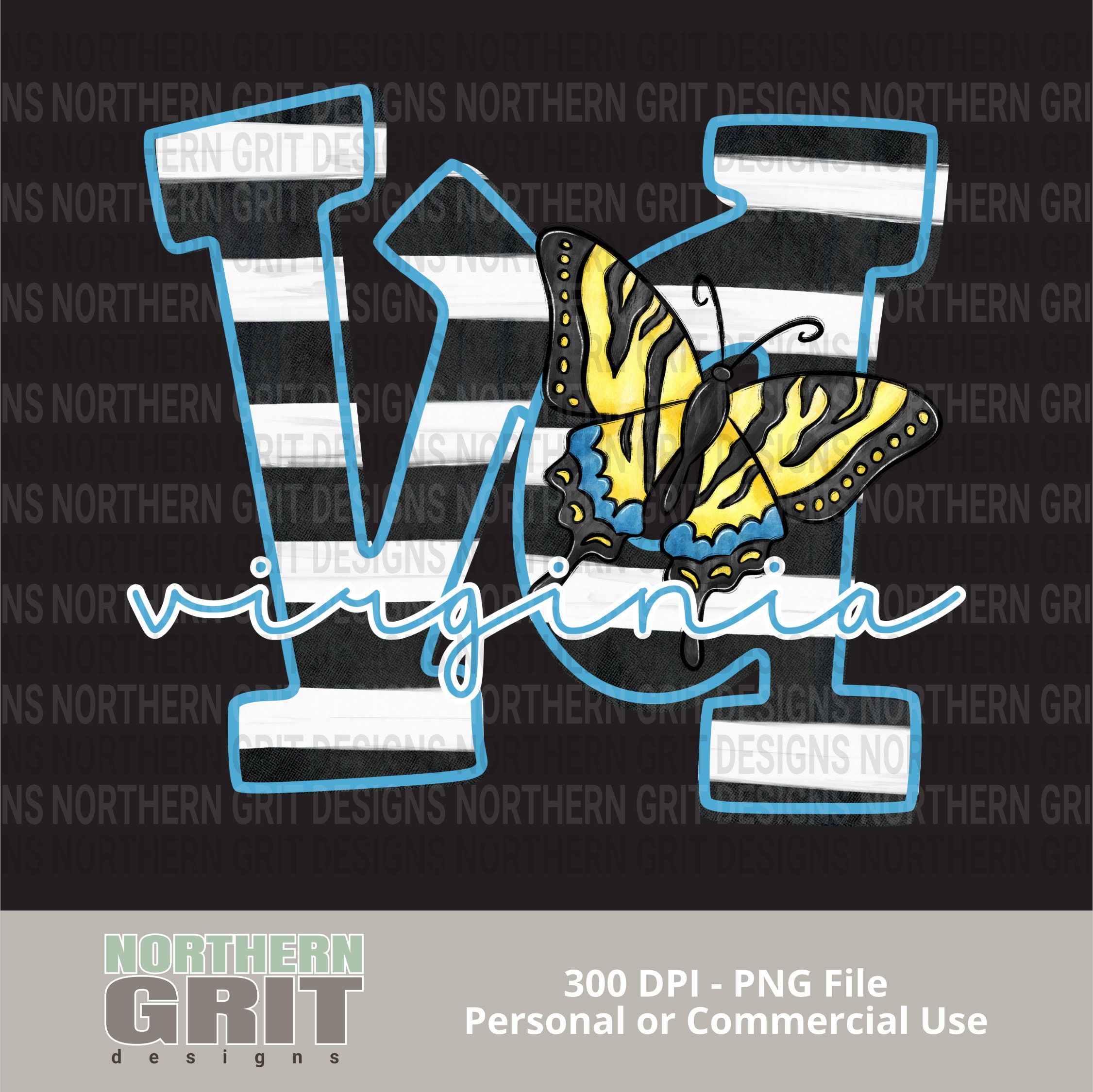 Virginia Png, Virginia Tiger Swallowtail Png, Virginia DTF Design, VA ...