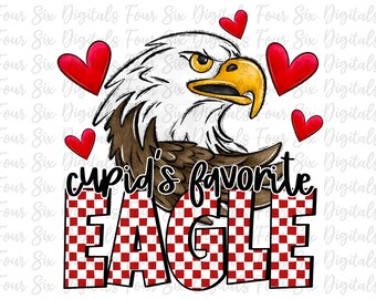 Adler-Valentinstag (png), Auf geht's, Eagles!, Schulgeist zum Valentinstag, Adler-Maskottchen, DTF-Druck, Sublimationsdruck, Adlerstolz-Herzen XOXO Valentinstag