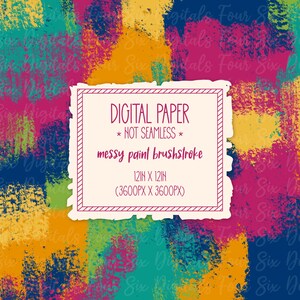 Messy Paint Brushstroke Digital Paper png, Brush Stroke Pattern, Paint Streaks, Digital Download, Printable Scrapbook Paper, Not Seamless