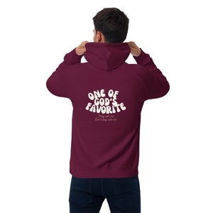 One of God's Favorite eco raglan hoodie,god's favorite, christian sweatshirt,faith over fear,bible verse hoodie,cute hoodie with sayings