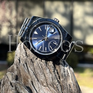 Custom Made MODS Datejust Style Watch With SKX NH35 Blue Custom Made MODS Datejust Style Watch With SKX NH35 Blue