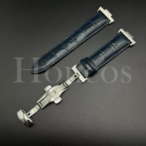 Replacement Genuine Leather Watch Strap Fits for Tissot PRX Clasp + Adapter Dark Blue