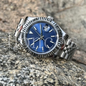 Custom Made MODS Datejust Style Watch With SKX NH35 Blue Custom Made MODS Datejust Style Watch With SKX NH35 Blue