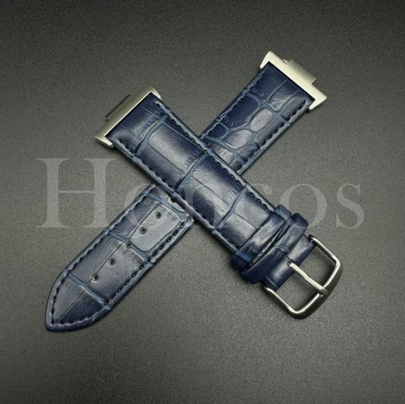 Genuine Leather Watch Band For Tissot PRS516 Racing - 18mm, 20mm, 22mm Lug Width, Black Two-Piece Strap