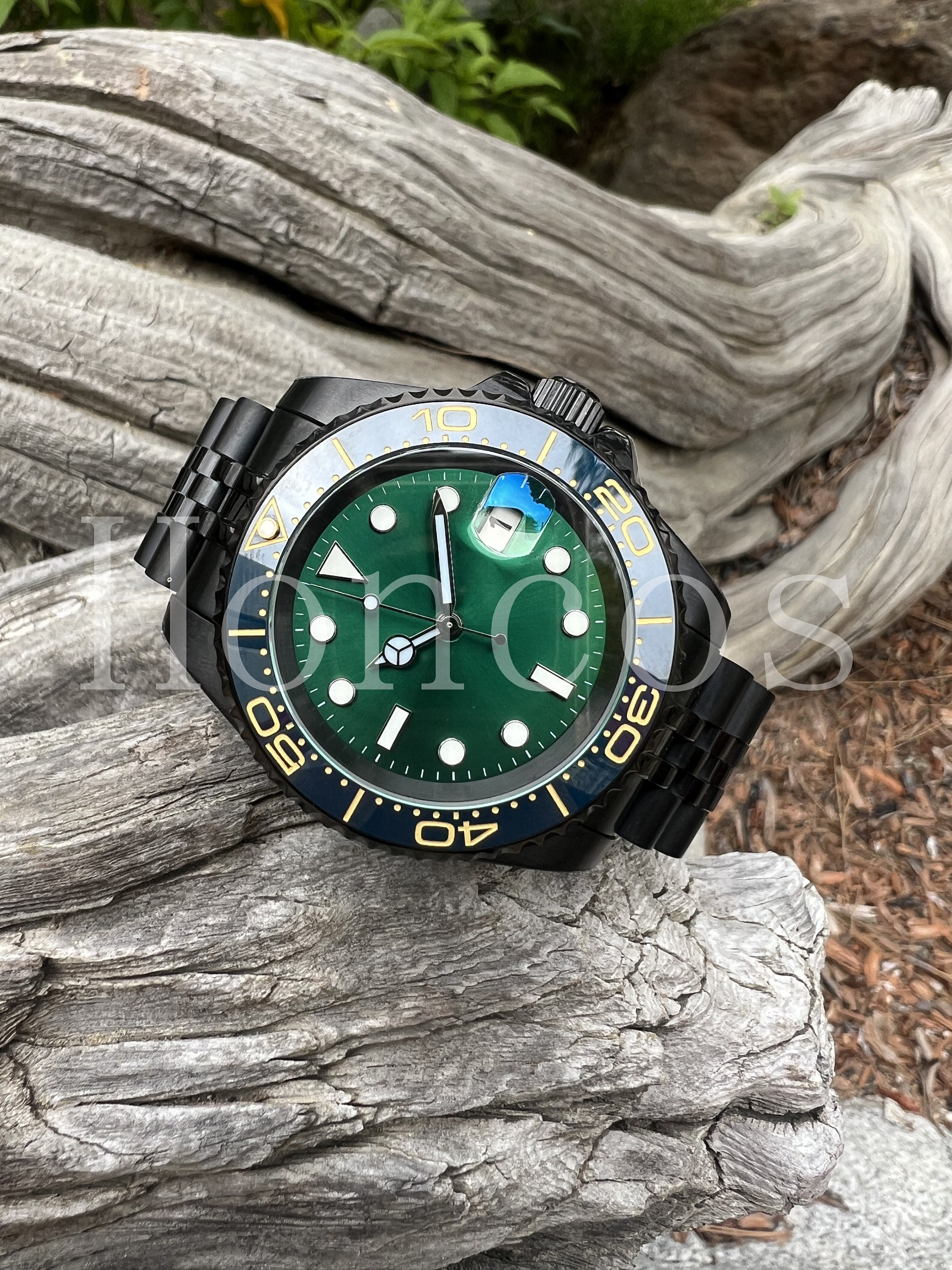mod nh35 サブマリーナタイプ グリーンサブオマージュ Custom Made MODS SUB Style Watch With SKX NH35 Green Dial