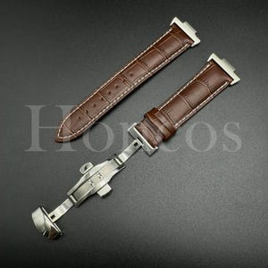 Replacement Genuine Leather Watch Strap Fits for Tissot PRX Clasp + Adapter Brown White