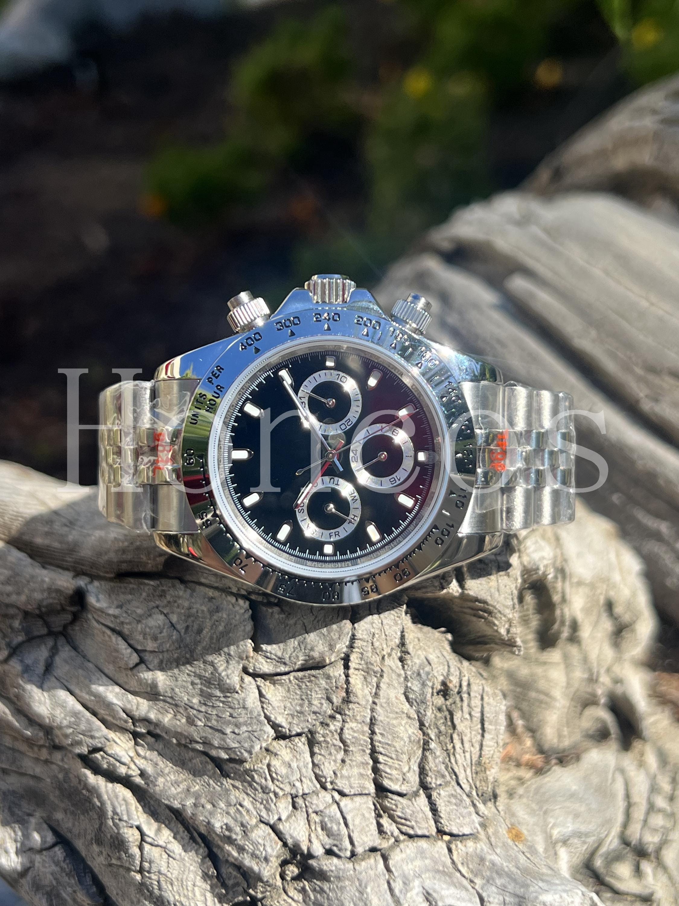 Custom Made MODS Daytona Style Watch Silver Case Jubilee
