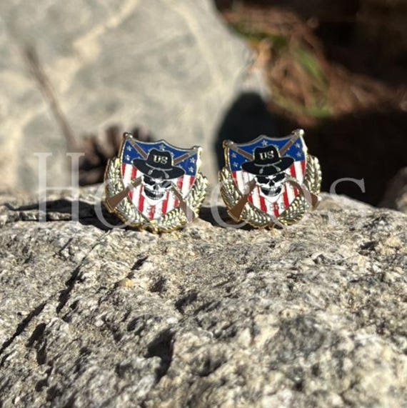 Custom Made Cufflinks Flag Gun Skull Crossbones Colorful Men Steel  Vintage Yellow Gold