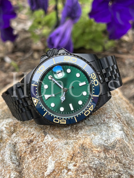 mod nh35 サブマリーナタイプ グリーンサブオマージュ Custom Made MODS SUB Style Watch With SKX NH35 Green Dial