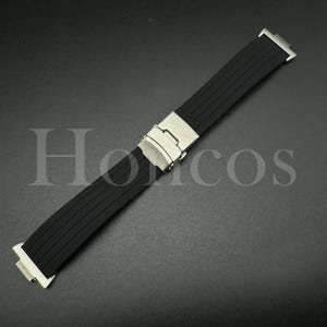 Replacement Black Rubber Watch Strap Fits for Tissot PRX Clasp and Adapter