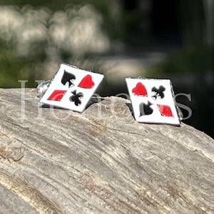 Gemelos hechos a medida hechos a mano vintage de todos los palos, naipes, corazones, espadas, regalo de vacaciones para él