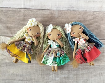 Handmade charm doll hula girl Hawaiian
