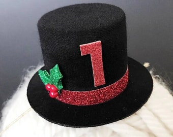 Christmas top hat,baby christmas photo prop,christmas elastic headband,christmas party hat,black hat,christmas hat,christmas birthday baby