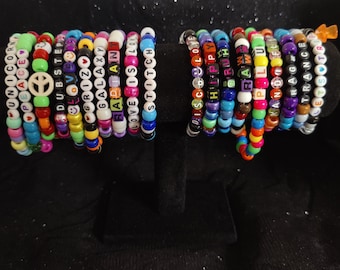 10-pak bransoletek Kandi, EDM, PLUR, Rave, akcesoria festiwalowe, koraliki Pony, bransoletka przyjaźni ze wzorem Kandi