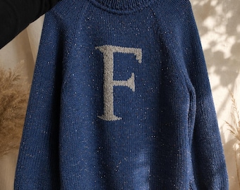 Personalized Christmas Weasley Sweater – Cozy Wool Knit for a Magical Holiday! Handmade monogram sweater, personalised gift, initial sweater