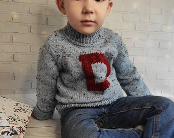 Personalized Christmas Weasley Sweater for kids – Cozy Wool Knit for a Magical Holiday! Handmade monogram kids sweater