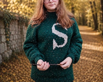 Personalized Weasley Sweater – Mrs Weasley Inspired Cozy Handmade Knit Christmas Jumper, Custom Monogram Gift
