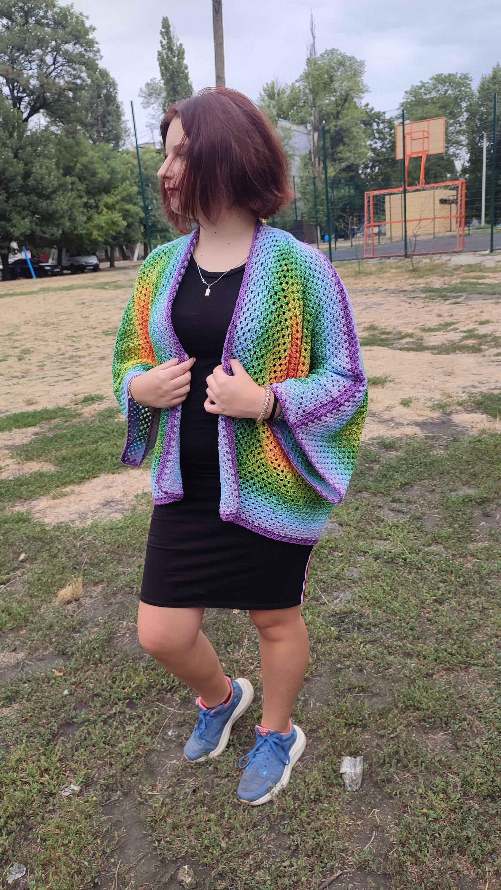 Crochet Hexagon Cardigan – Handmade Cotton Festival Sweater