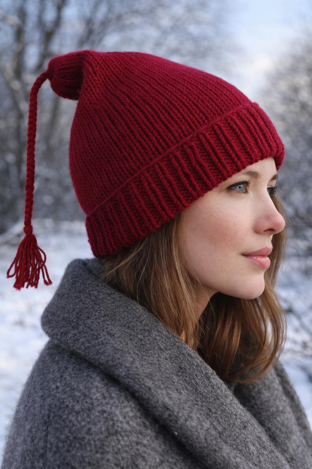 Handknit Red Tassel Hat | Norwegian Heritage Style - Etsy
