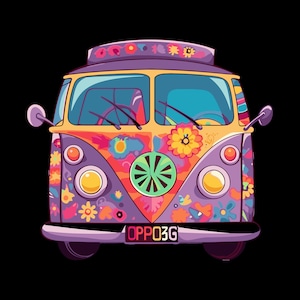 Hippie van png groovy