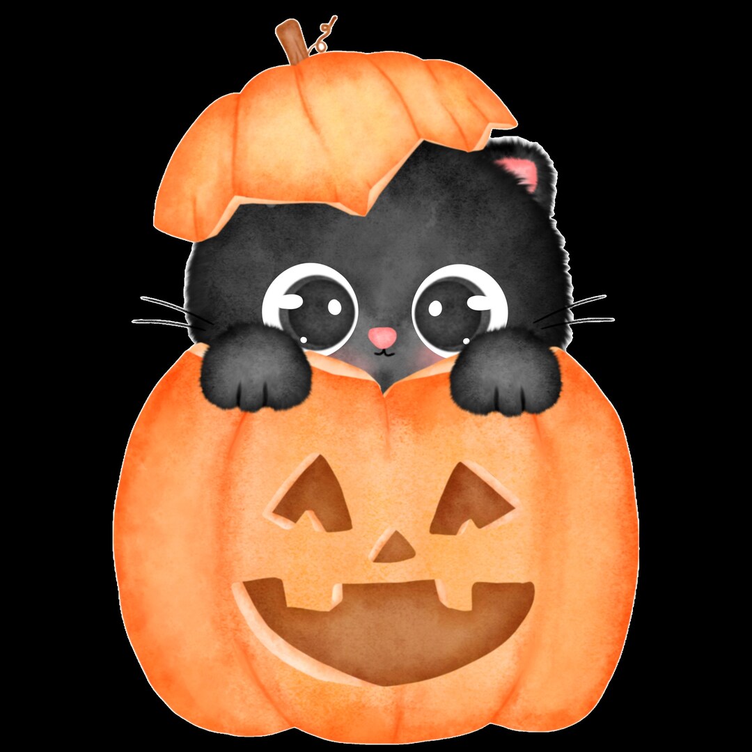 Super Cute Cat in Pumpkin Halloween - Etsy