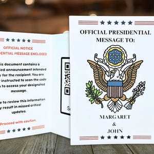 Regalo personalizado para nuevos padres, divertida tarjeta de felicitación estilo Trump con código QR, regalo de nacimiento único, regalo de baby shower, tarjeta personalizada divertida.
