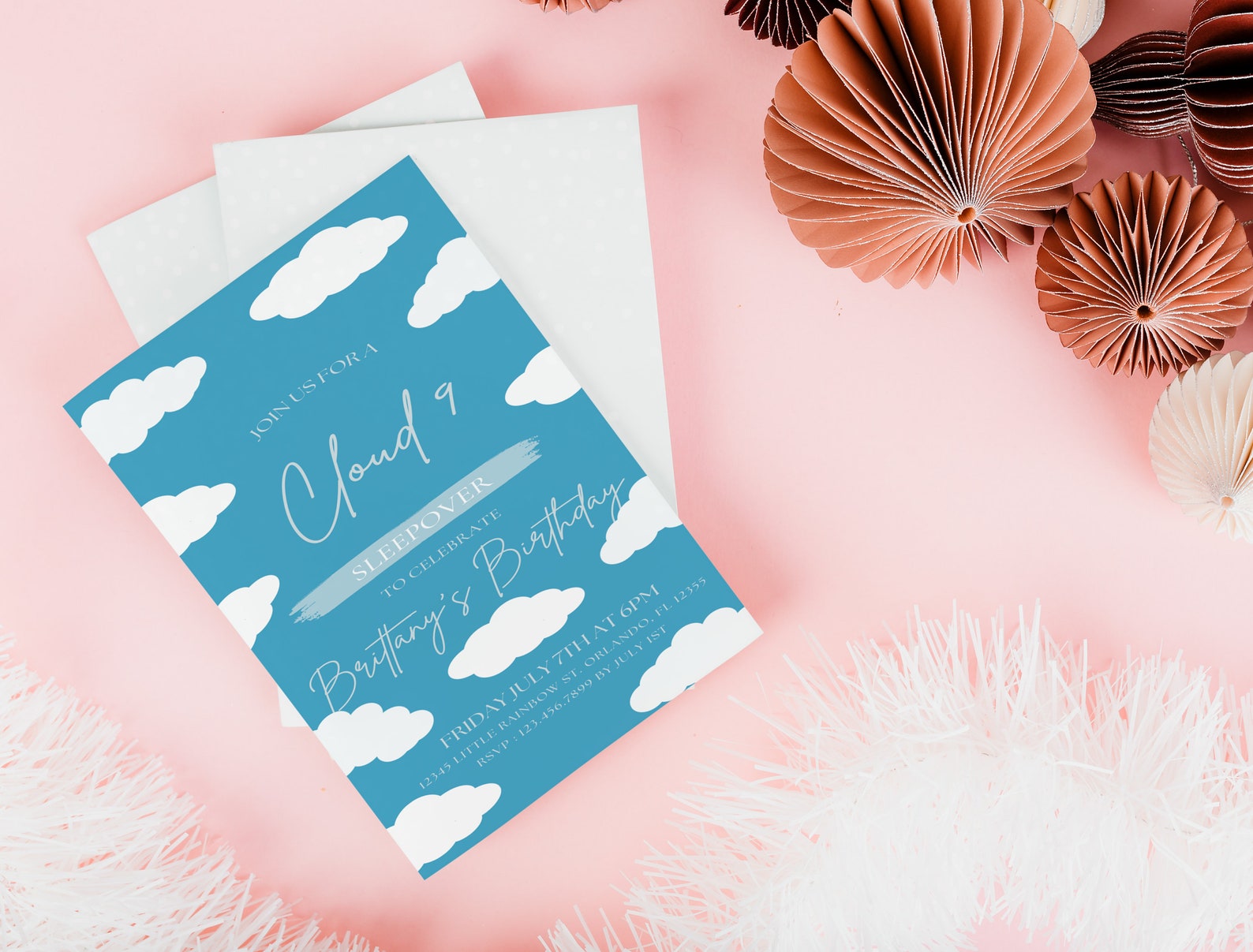 Editable Cloud 9 Birthday Invitation Template | Digital Sleepover Party ...