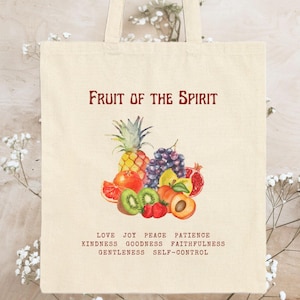 Frucht des Geistes Tote, Galater 5, christliche Einkaufstasche, Geschenktasche aus Bibelversen, vom Glauben inspiriertes Geschenk für Frauen, Liebe, Freude, Frieden
