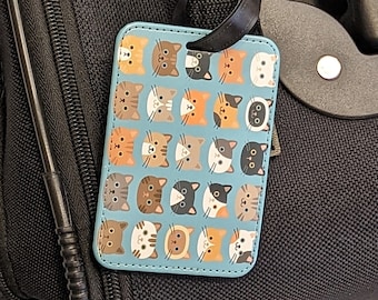 Cat Luggage Tags: Faux Leather Travel Accessories, Set of 2