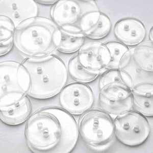 Clear Transparent 2 Hole Buttons 11.5mm 15mm 16.5mm 18mm 20mm 23mm